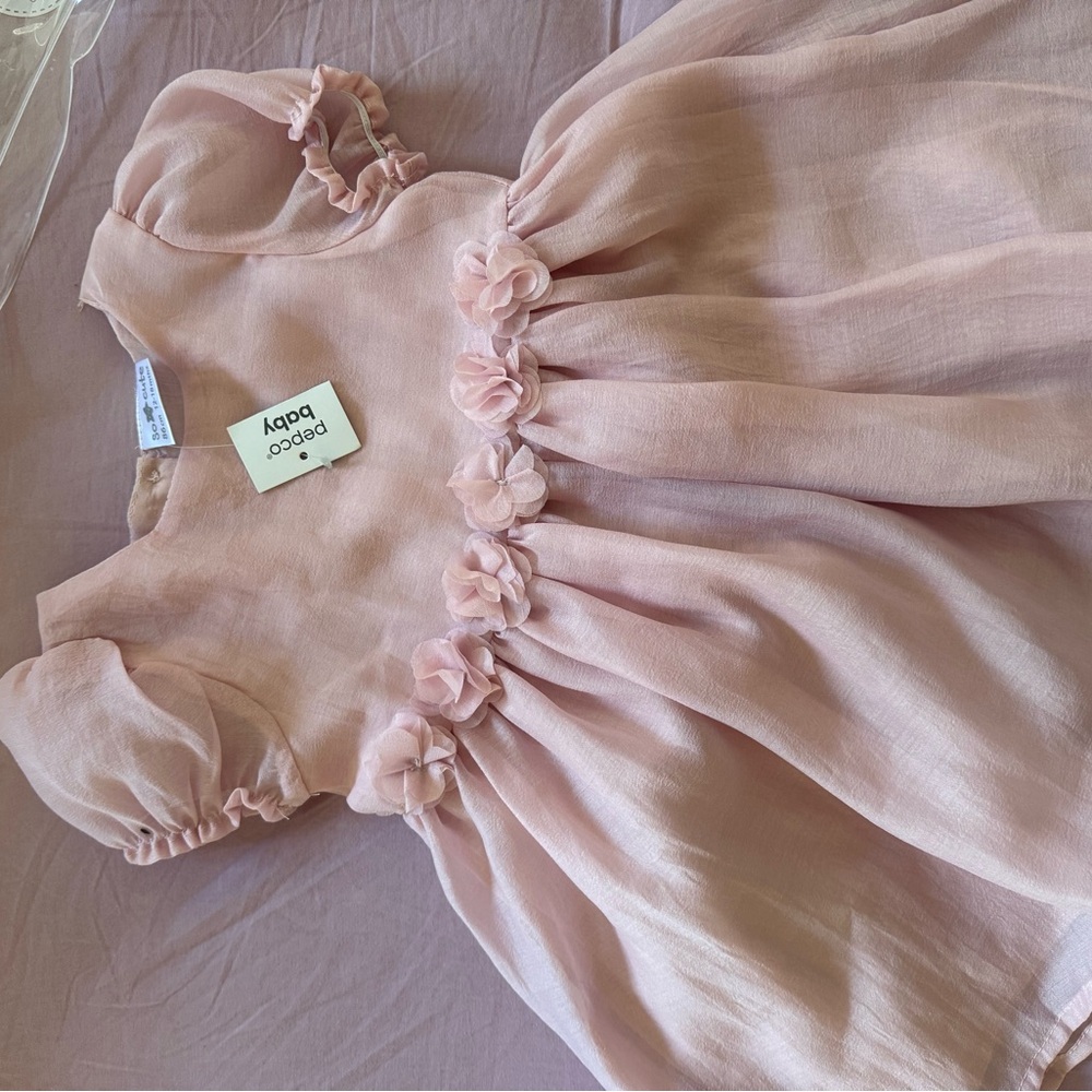 Posh Baby Pink Floral Ruffle Dress - Picture 2 of 2